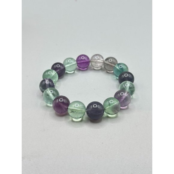 Beaded Amethyst and Quartz Stretchable Elastic Bracelet Pastel Color Beads - Picture 3 of 6
